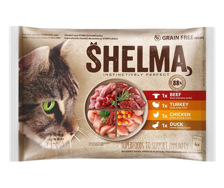 Shelma Cat Konzerva 4 vrste mesa u umaku 4 x 85 g