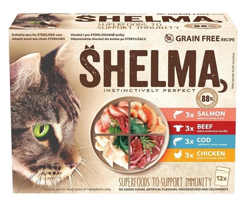 Shelma Cat Konzerva meso i riba u umaku 12 x 85 g