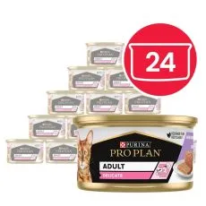 PRO PLAN CAT DELICATE komadi u pa&scaron;teti Pureć 24 x 85 g