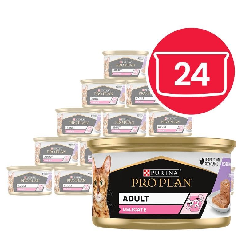 PRO PLAN CAT DELICATE komadi u pašteti Pureć 24 x 85 g