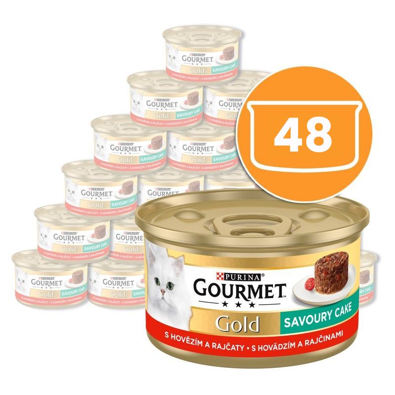 Konzerva Gourmet GOLD - Slani kolač s govedinom i rajčicama 48 x 85g
