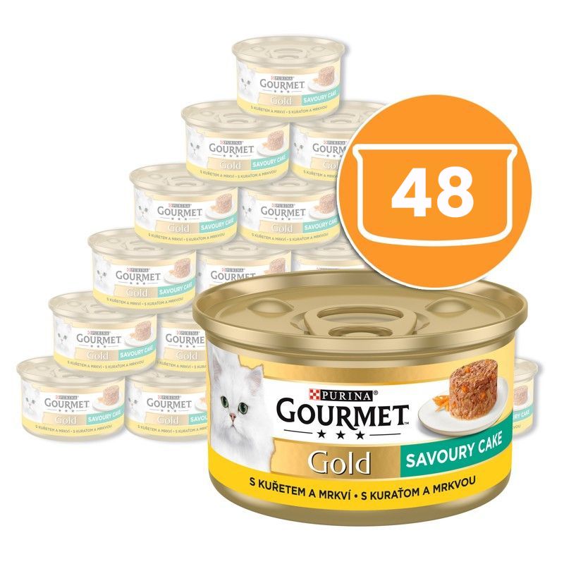 Konzerva Gourmet GOLD - Slani kolač s piletinom i mrkvom 48 x 85g