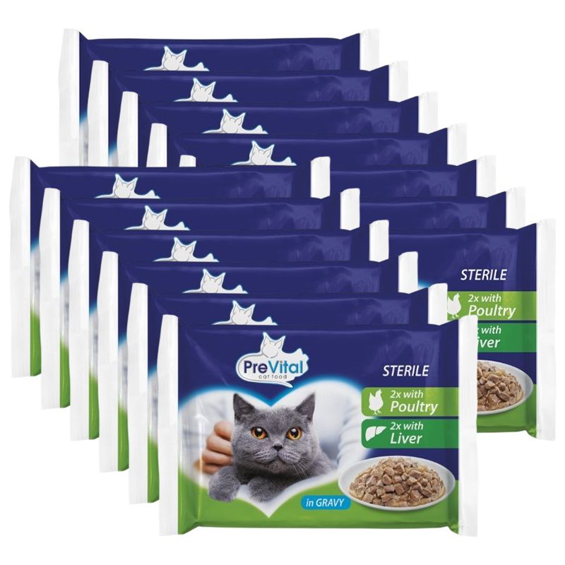 PreVital Cat Sterile Suha hrana piletina/jetra u umaku 52 x 100 g