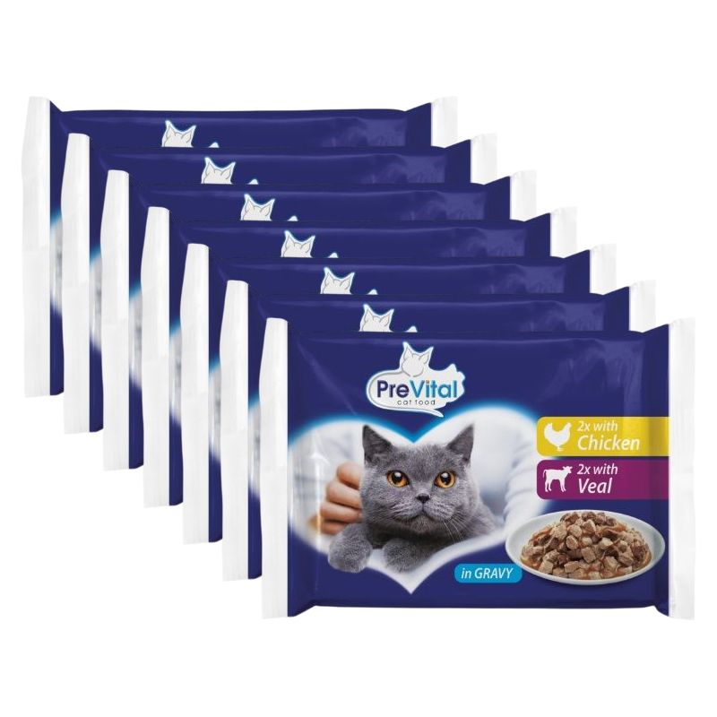 PreVital Cat vrećica piletina/teletina u umaku 28 x 100 g