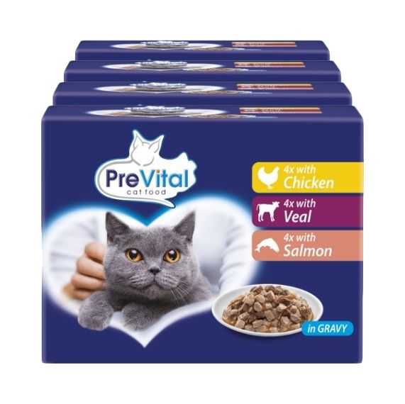 PreVital Cat vrećica piletina/teletina/losos u umaku 48 x 100 g