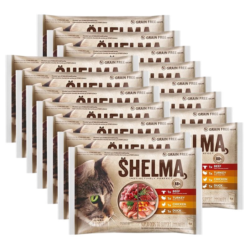 Shelma Cat Konzerva 4 vrste mesa u umaku 60 x 85 g