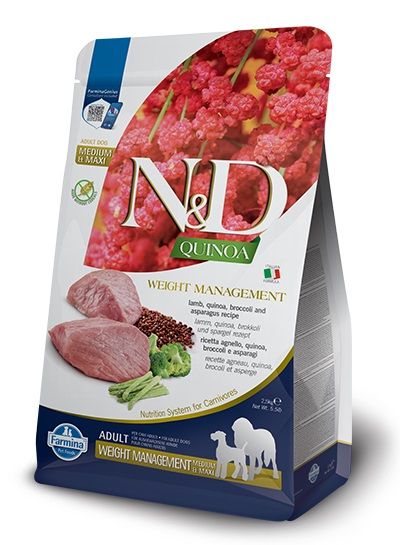 Farmina N&D dog GF QUINOA Adult Medium & Maxi, Weight Management, Lamb & Broccoli 2,5 kg