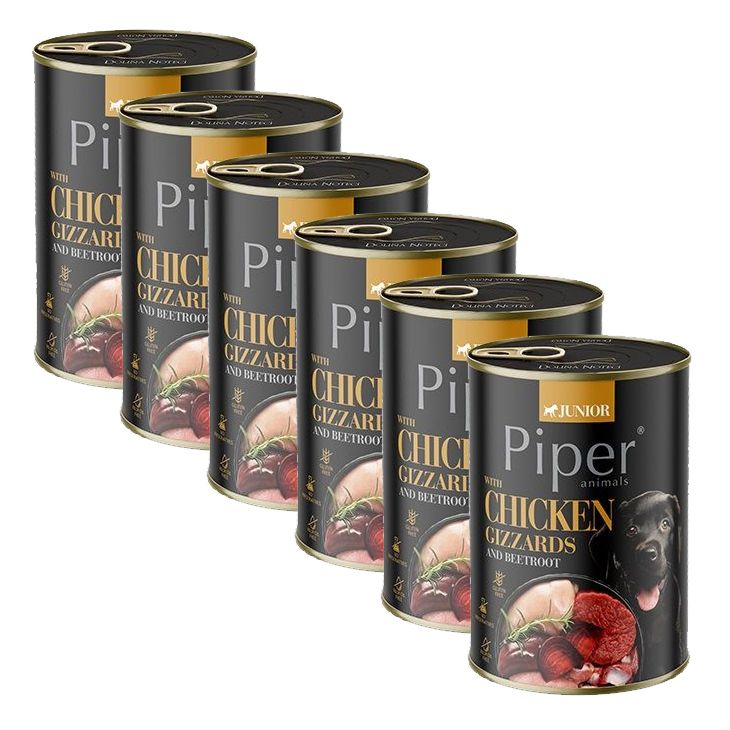 Konzerve Piper Junior pileći želuci i crvena repa 6 x 400 g