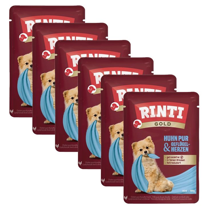 Konzerva RINTI GOLD PUR piletina & peradna srca 6 x 100 g