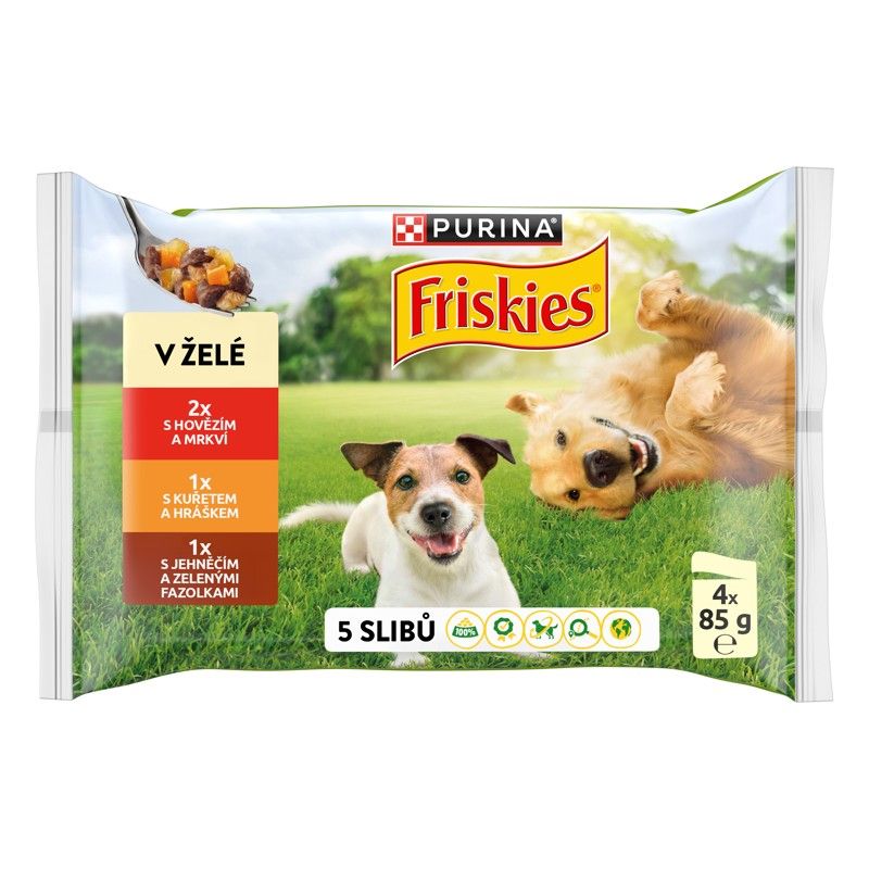 FRISKIES ODRASLI multipak s govedinom, piletinom i janjetinom u želeu 4 x 85 g