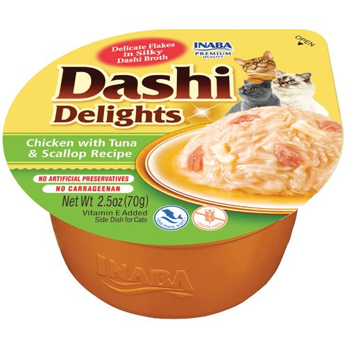 Inaba Dashi Delights cat Piletina s tunom i kapicom 70 g posudica