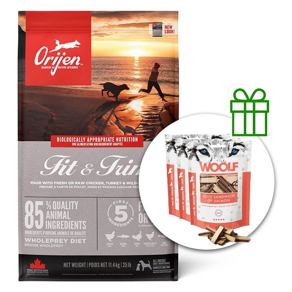 Orijen FIT & TRIM 11,4 kg + 3x poslastice GRATIS