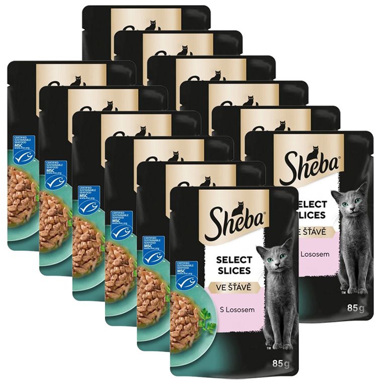 Sheba Select Slices konzerva s lososom u umaku 12 x 85 g