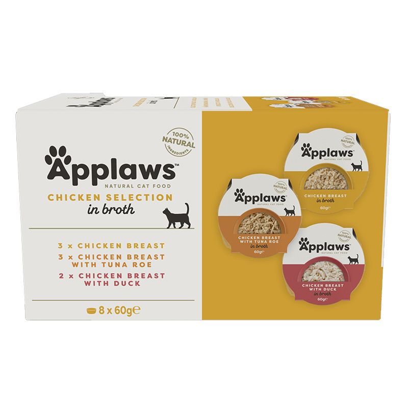 Applaws Chicken Selection Posudice za mačke, pileći izbor u juhi 8 x 60 g