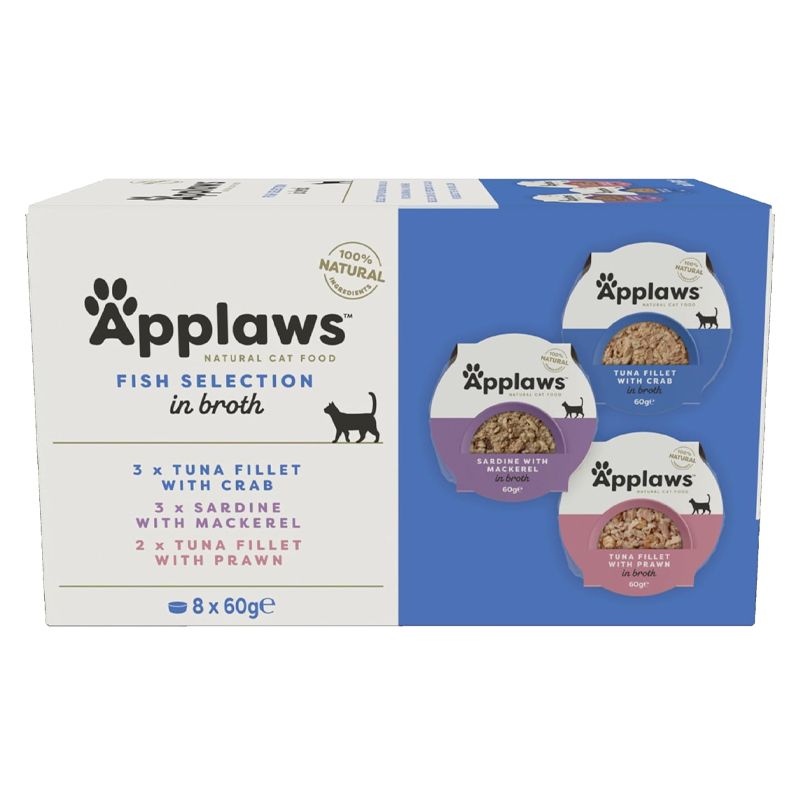 Applaws Fish Selection posudica za mačke, riblji izbor u juhi 8 x 60 g