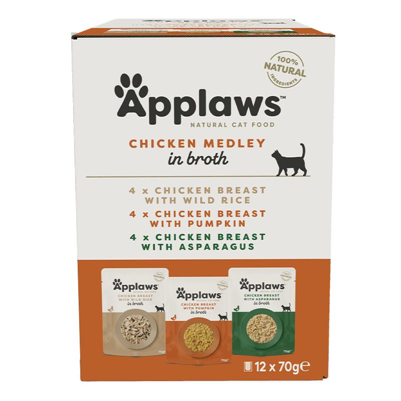 Applaws Chicken Medley vrećica za mačke, izbor s piletinom u juhi 12 x 70 g