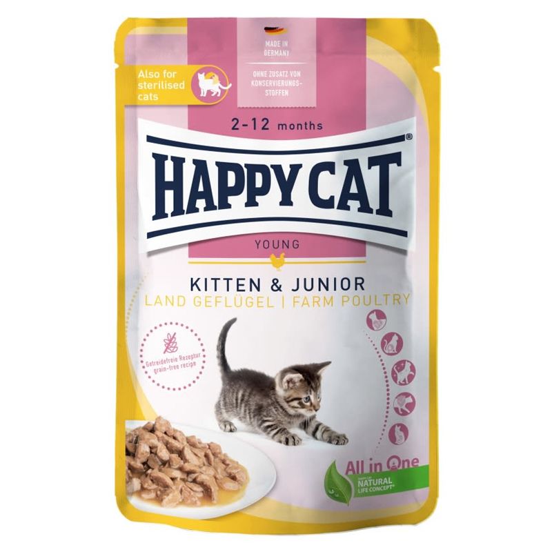 Happy Cat Konzerva Mačići & Junior Meso peradi 85 g