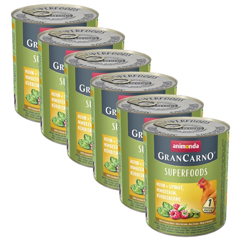 Animonda GranCarno Superfoods - piletina + špinat i maline 6 x 800 g