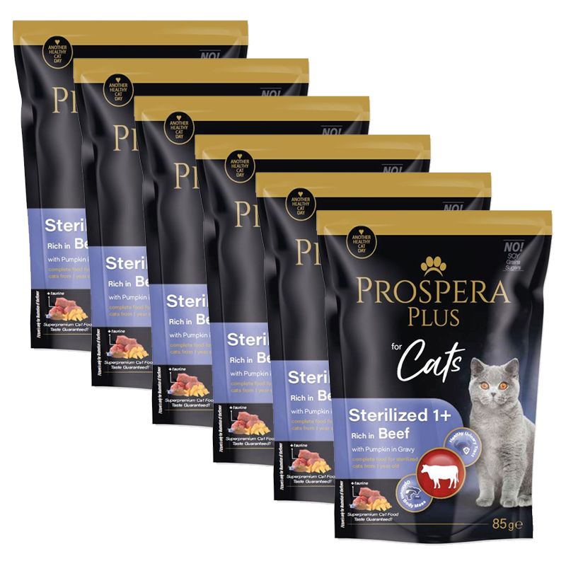 Prospera Plus Sterilized 1+ Govedina & Bundeva kapsica 6 x 85 g