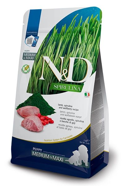 Farmina N&D dog SPIRULINA (GF) puppy medium & maxi, janjetina 7 kg