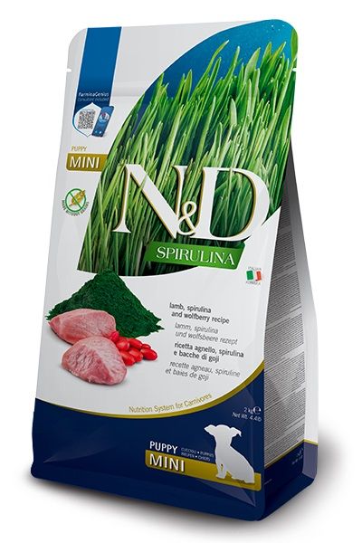 Farmina N&D dog SPIRULINA (GF) puppy mini, janjetina 2 kg