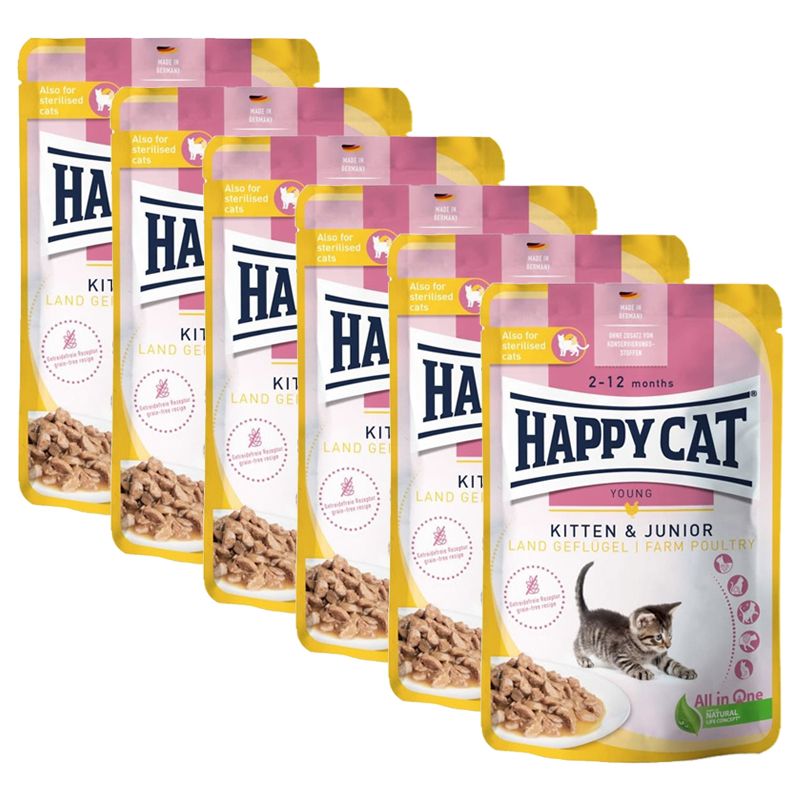 Happy Cat Konzerva Mačići & Junior Meso peradi 6 x 85 g