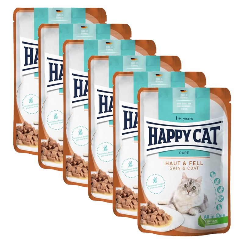 Kapsica Happy Cat Care Koža & Sijeno 6 x 85 g