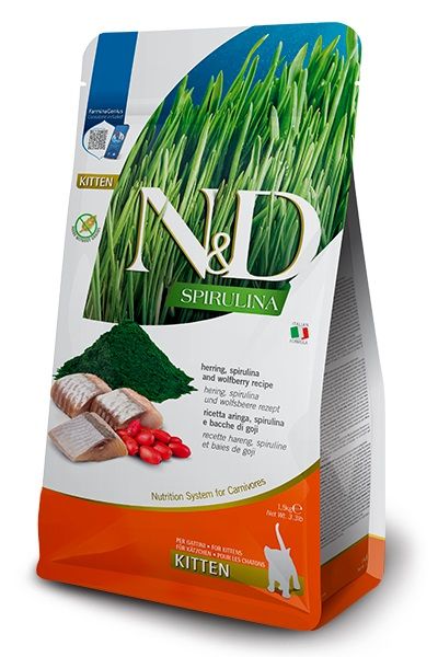 Farmina N&D cat SPIRULINA (GF) kitten, haringa 1,5 kg