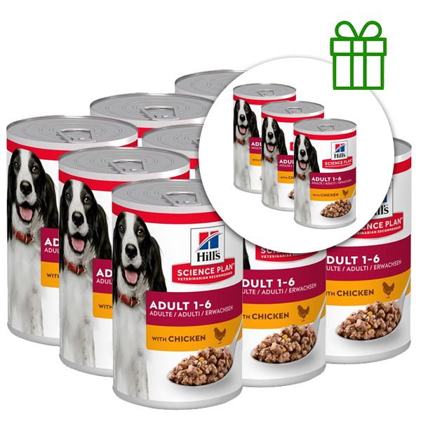 Hill's Science Plan Canine Adult Piletina 370 g, 9+3 GRATIS