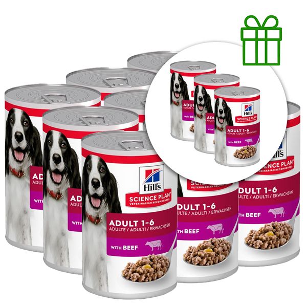 Hill's Science Plan konzerva za odrasle pse s govedinom 370 g, 9+3 GRATIS