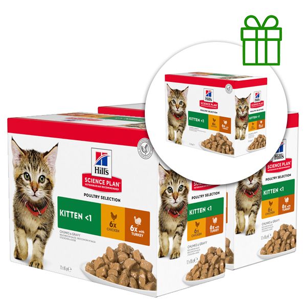 Hill's Science Plan Feline Kitten Piletina & Turska 12 x 85 g, 2+1 BESPLATNO