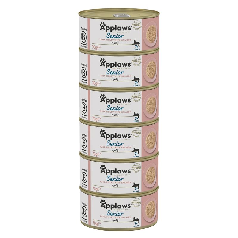 Applaws Konzerva za mačke Senior tuna i losos u želeu 6 x 70 g