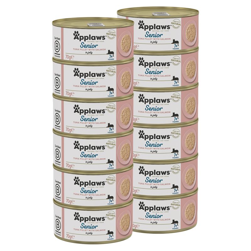 Applaws Konzerva za mačke Senior tuna i losos u želeu 12 x 70 g