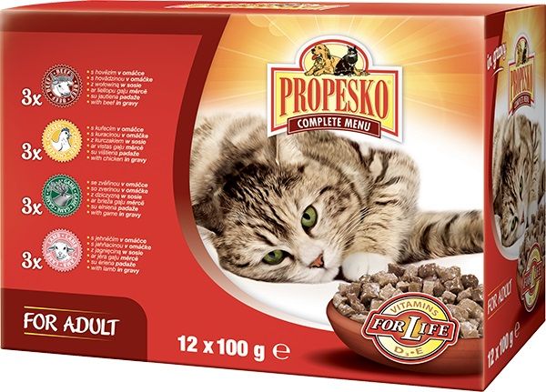 Propesko Cat Adult vrećica govedina/piletina/divljač/janje u umaku 12 x 100 g