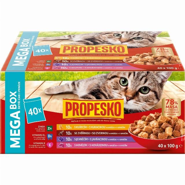 Propesko Cat Adult vrećica govedina/piletina/divljač/janje u umaku 40 x 100 g