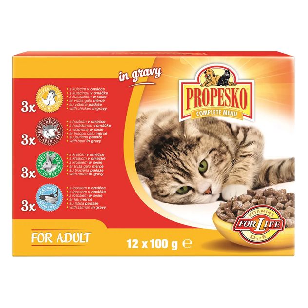 Propesko Cat Adult vrećica govedina/piletina/zec/losos u umaku 12 x 100 g