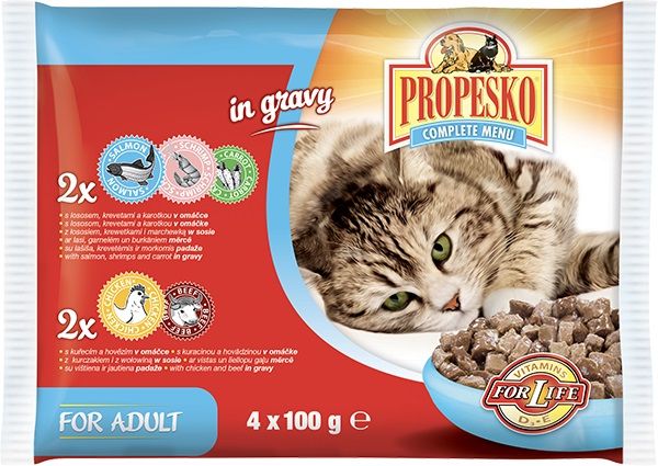 Propesko Cat Adult vrećica losos-krevete/piletina-govedina u umaku 4 x 100 g