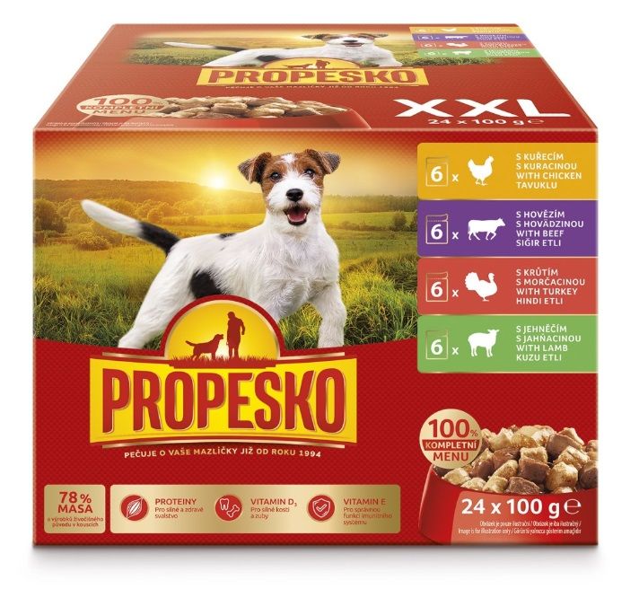 Propesko Dog Vrećice s piletinom/govedinom/puretinom/janjetinom u umaku XXL 24 x 100 g