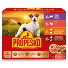 Propesko Dog vrećica goveđa/tur&scaron;ka/piletina-janje/zec-&scaron;argarepa u umaku 12 x 100 g
