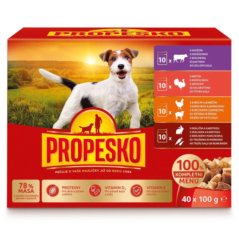 Propesko Dog vrećica goveđa/turška/piletina-jagnjetina/zec-šargarepa u umaku 40 x 100 g