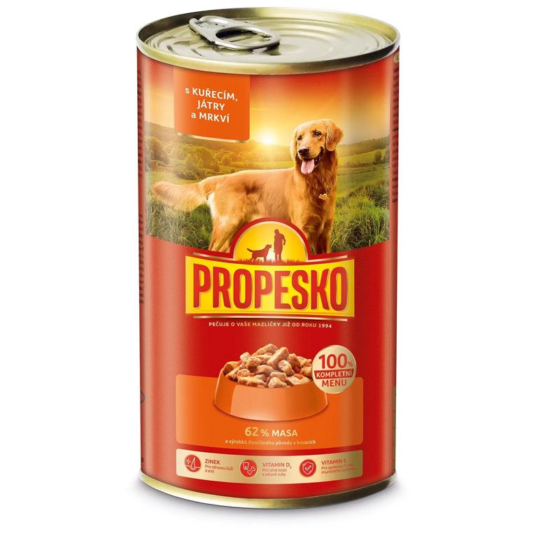 Propesko Dog Konzerva piletina-jetra-mrkva u umaku 1240 g