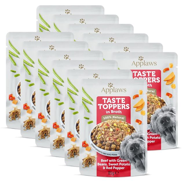 Applaws Dog Taste Toppers in Broth govedina, grah, batat i paprika 12 x 85 g