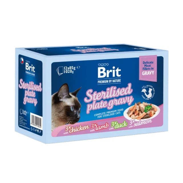 Kapsičky BRIT Premium Cat Delicate Fillets in Gravy Family Plate Sterilised 12 x 85 g