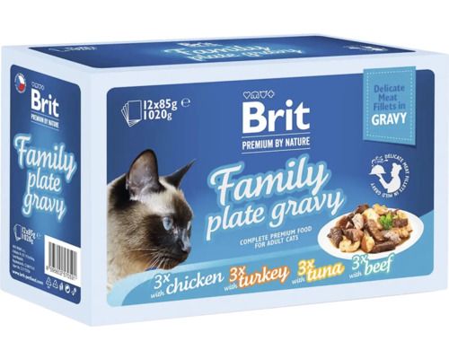 Kapsičky BRIT Premium Cat Delicate Fillets in Gravy Family Plate 12 x 85 g