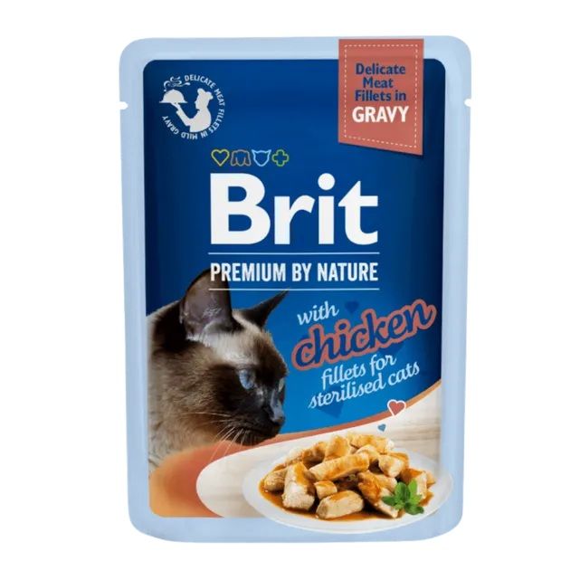BRIT Premium Cat Delicate Fillets in Gravy with Chicken for Sterilised 85 g