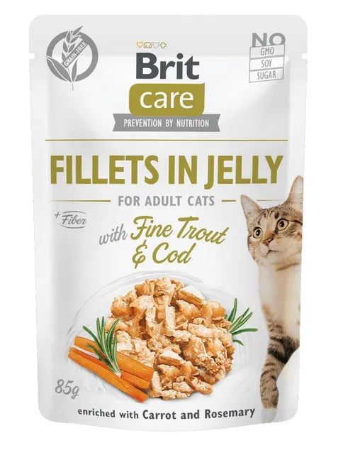 BRIT Care Cat Fillets in Jelly with Fine Trout & Cod 85 g