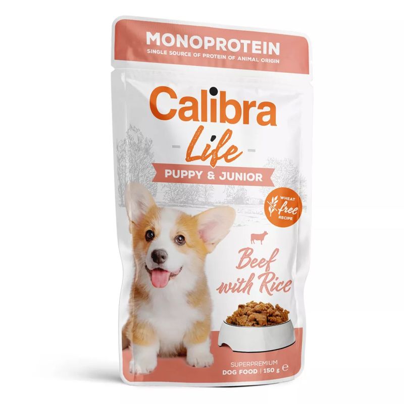Calibra Dog Life Puppy & Junior Beef with Rice konzerva 150 g