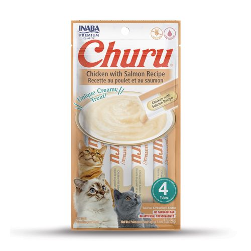 Inaba Churu Pyré cat piletina s lososom 4 x 14 g