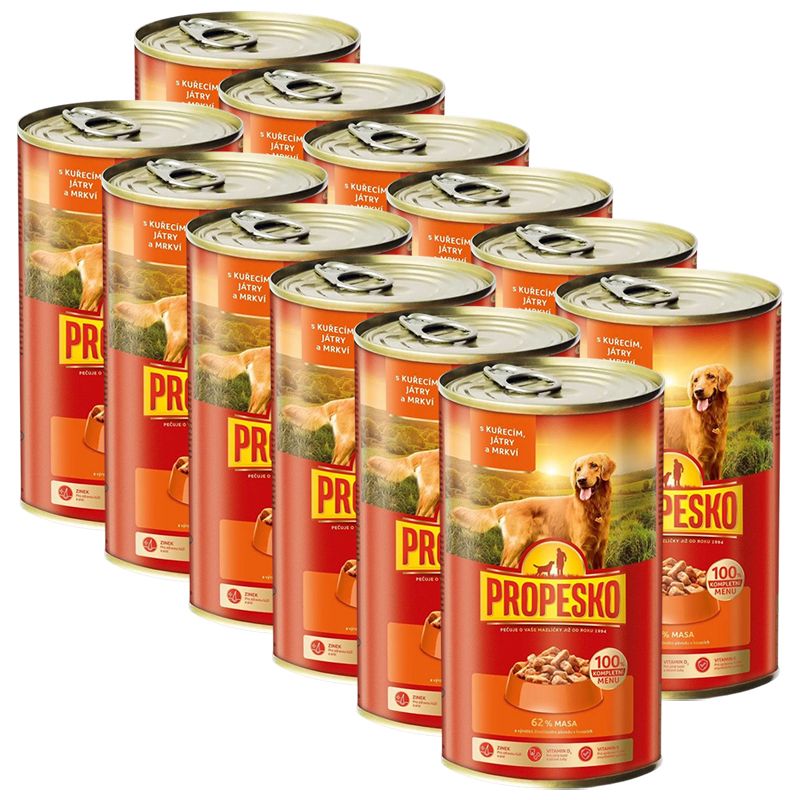 Propesko Dog konzerva piletina-jetrica-mrkva u umaku 1240 g