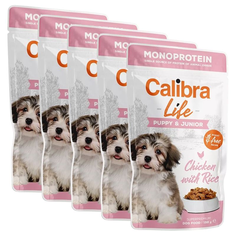 Calibra Dog Life Puppy & Junior Chicken with Rice konzerva 5 x 150 g